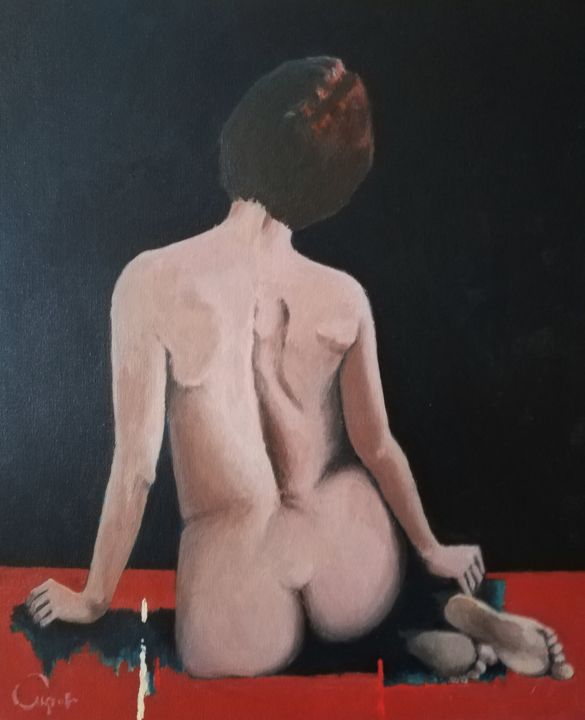 "Assis de dos" başlıklı Tablo Roland Guyomard tarafından, Orijinal sanat, Akrilik