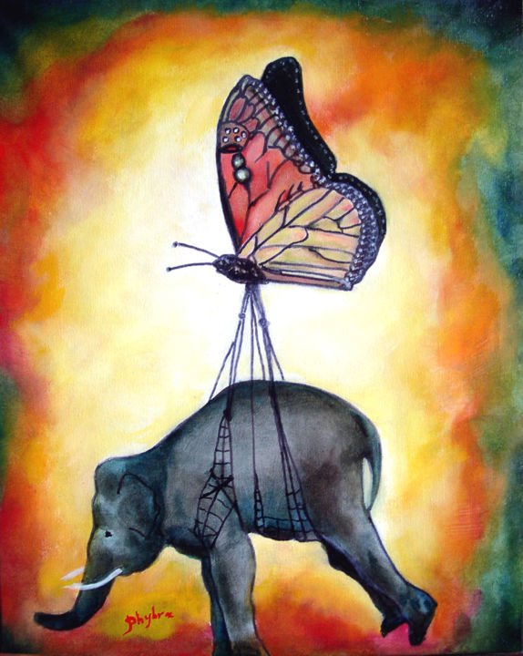 Painting titled "Tout est possible,…" by Phybra, Original Artwork, Oil