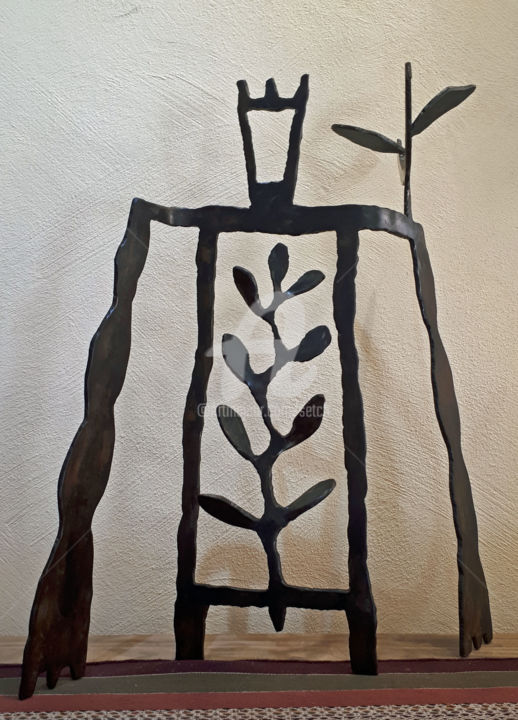 Sculptuur getiteld "Homme Oiseau" door Setch, Origineel Kunstwerk, Metalen