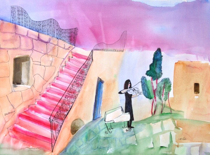View at Safed 绘画, 19.7x25.6 in
