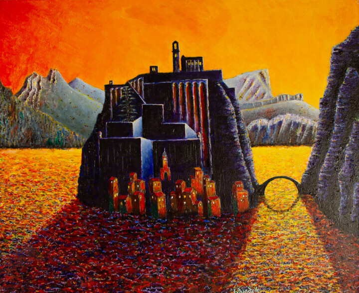 La ville de Sisteron et sa citadelle, en Provence 绘画, 19.7x24 in