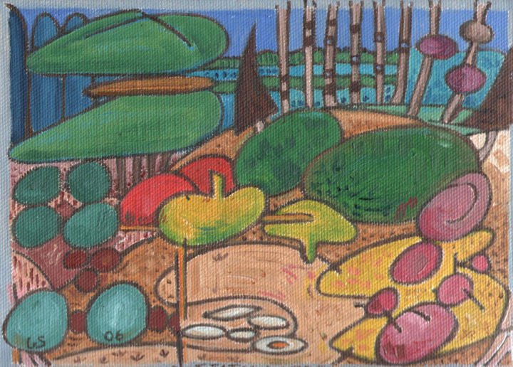 Painting titled "Static Garden 1" by Gerald Shepherd F.F.P.S., Original Artwork, Oil