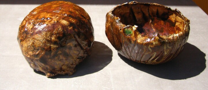 Artwork earthenwere ethnik bowls 雕塑, 2.8x5.5 in