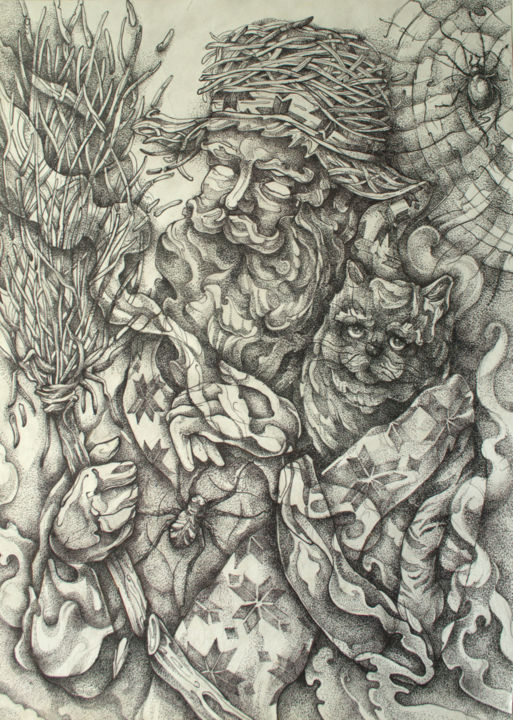 "Domovoi/House spirit" başlıklı Tablo Andrew Biako tarafından, Orijinal sanat