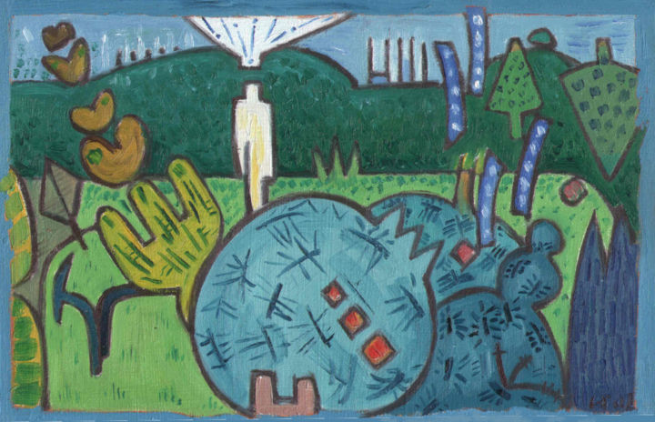 Painting titled "Postcard From A Hon…" by Gerald Shepherd F.F.P.S., Original Artwork, Oil