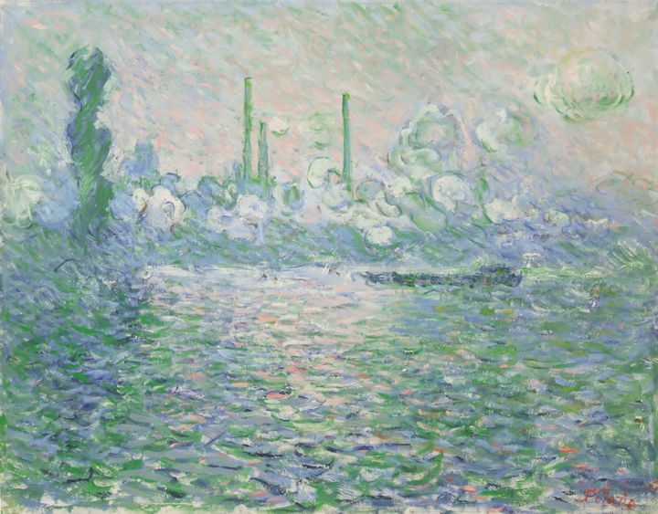 Parc industriel dans la brume (Rouen) 绘画, 19.7x25.6 in