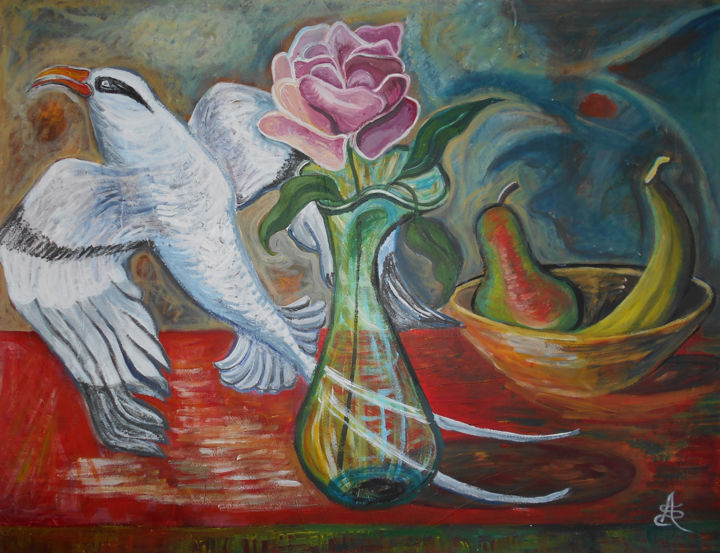 Peinture intitulée "Nature morte à l'oi…" par Aurélie Sarrazin, Œuvre d'art originale, Acrylique