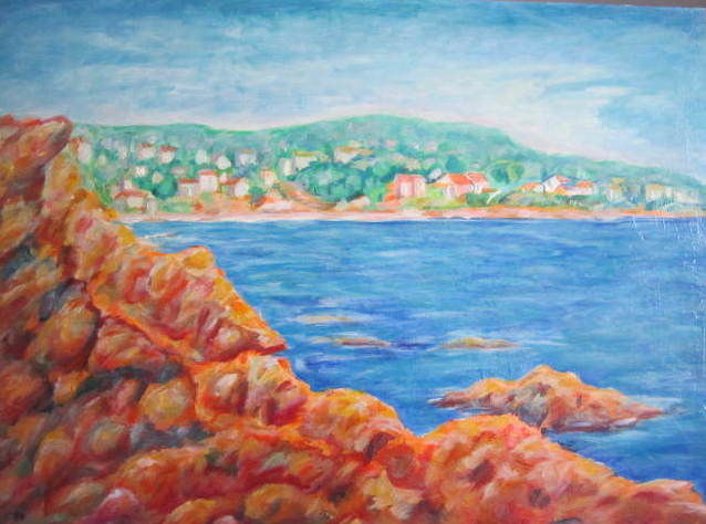 Peinture intitulée "vue  sur  Saint  Ai…" par Joel Jeanniot, Œuvre d'art originale, Huile