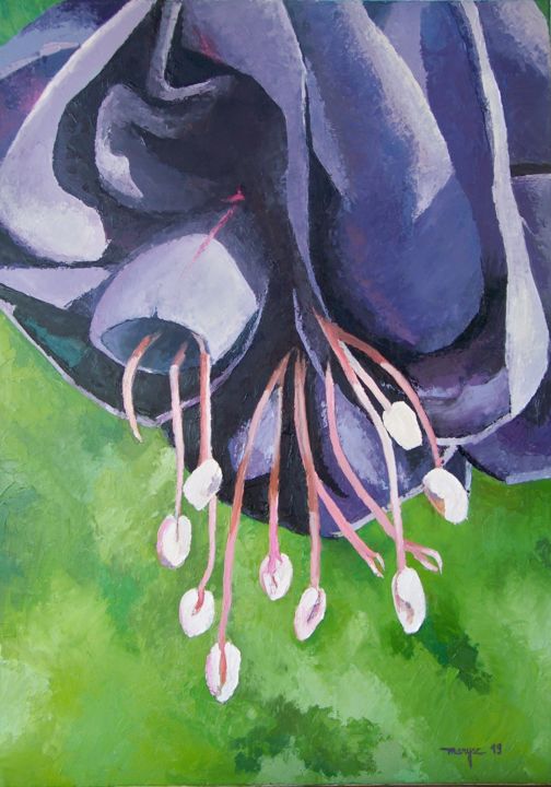 Peinture intitulée "Fuschia" par Maryse Curinier-Rochette, Œuvre d'art originale, Huile