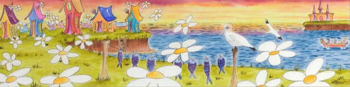 Painting titled "Vas-y mon fou !" by Linda Molloy, Original Artwork, Watercolor