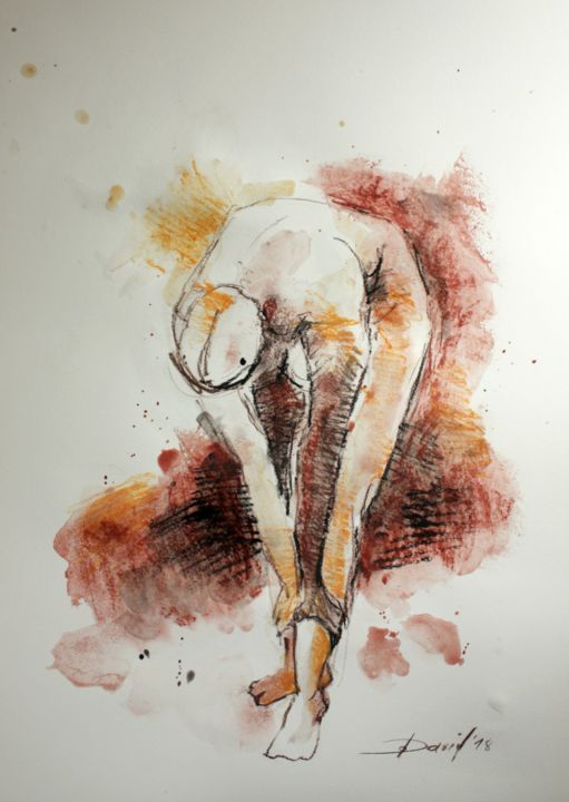 Akt 824 Aktzeichnung Frauenakt Aktmalerei 30x42cm 图画, 16.5x11.7 in