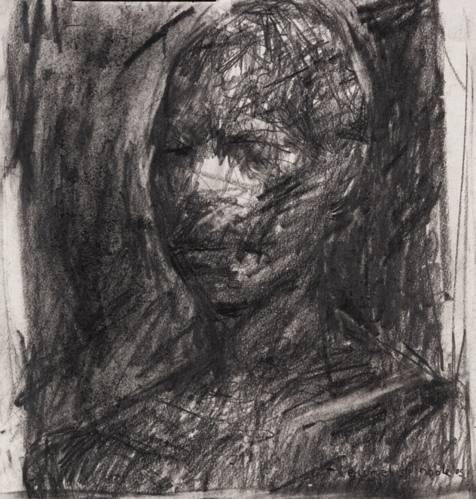 Drawing titled "Dirty Portrait 11" by Fleur Elise Noble, Original Artwork, Conté