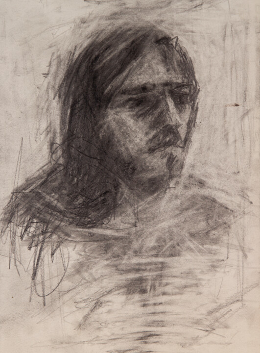 Drawing titled "22portrait-man-25x3…" by Fleur Elise Noble, Original Artwork, Conté