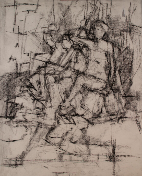 Drawing titled "Figures Sitting" by Fleur Elise Noble, Original Artwork, Charcoal