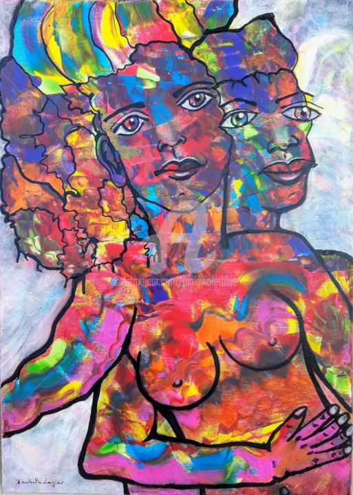 Celle qui se faisait enlacer 绘画, 27.6x19.7 in