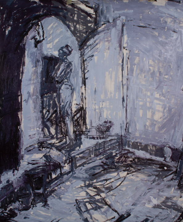 Painting titled "Blue-Grey Painting" by Fleur Elise Noble, Original Artwork, Acrylic