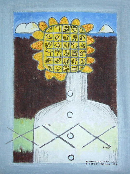 Painting titled "Sunflower Head 1" by Gerald Shepherd F.F.P.S., Original Artwork, Acrylic