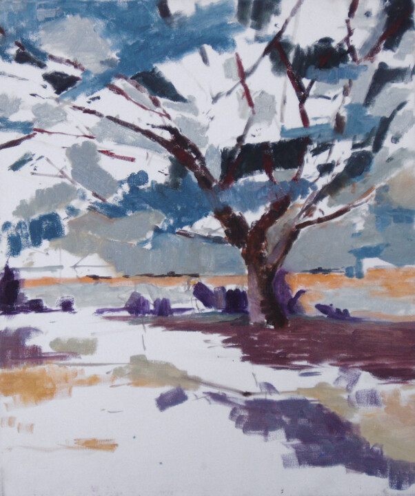Painting titled "Tree and Water" by Fleur Elise Noble, Original Artwork, Oil