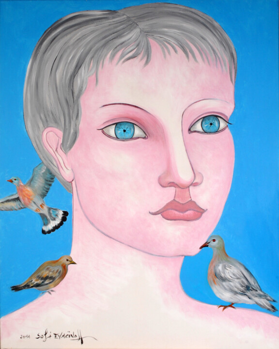 Déva aux pigeons 绘画, 39.4x31.5 in