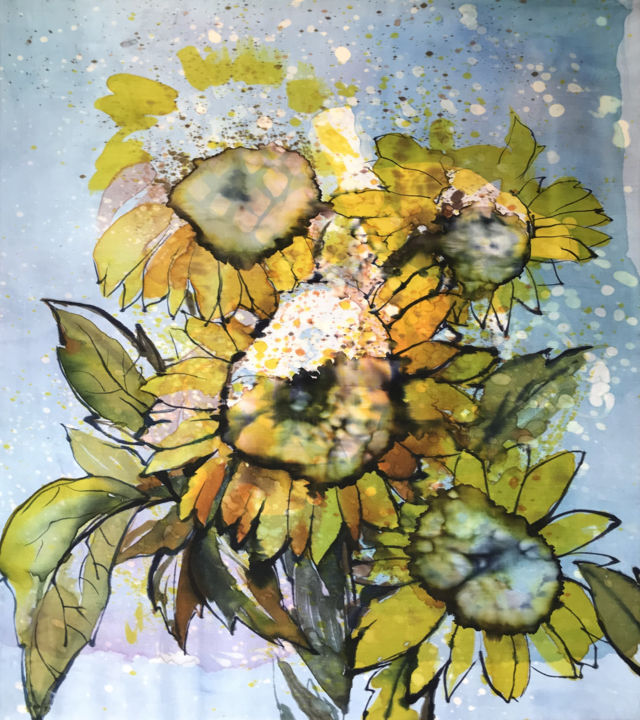подсолнухи 绘画, 33.5x29.5 in