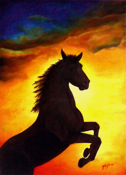 Painting titled "Une vie libre by ph…" by Phybra, Original Artwork, Oil
