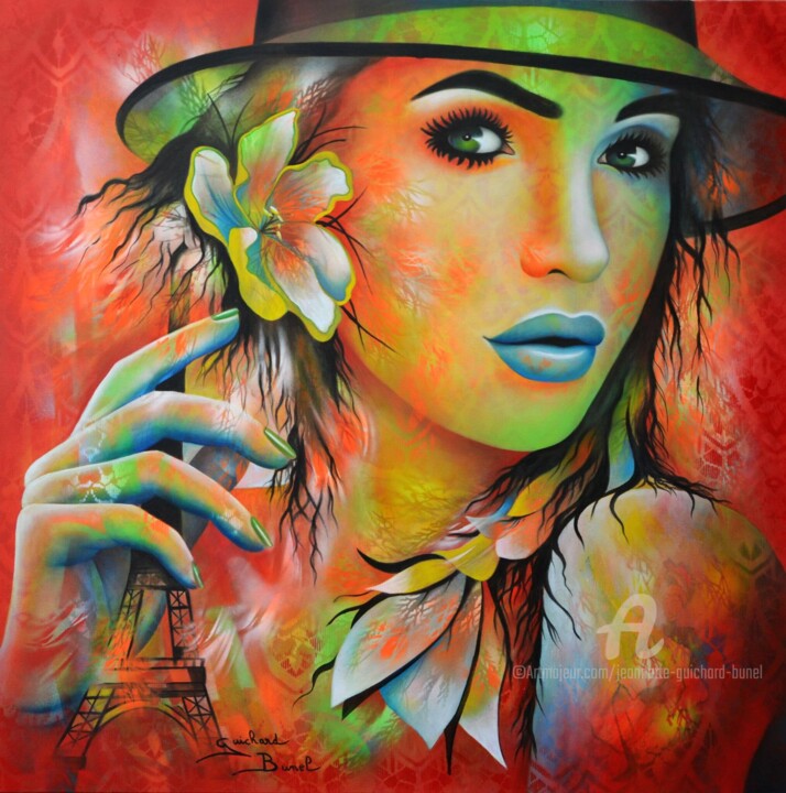 Peinture intitulée "french touch" par Jeannette Guichard-Bunel, Œuvre d'art originale, Huile Monté sur Châssis en bois