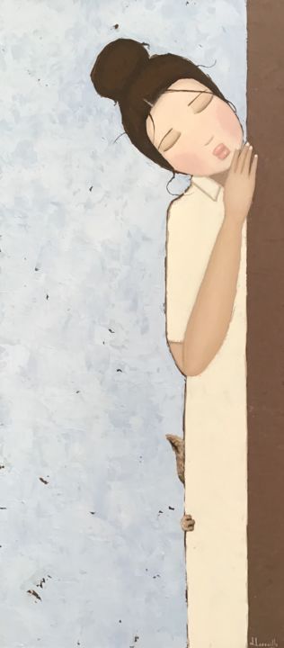 Painting titled "Des petits bruits -…" by Noëlle Lassailly, Original Artwork, Acrylic Mounted on Wood Stretcher frame