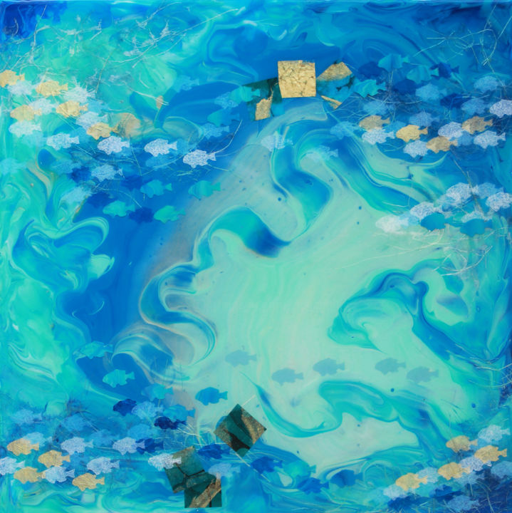 拼贴 标题为“Into the Deep” 由Ayasophie, 原创艺术品, 丙烯