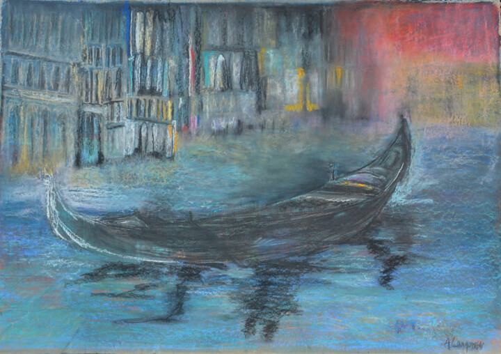 les ombres de la gondole- the shadows of the gondola 图画, 29.9x43.3 in