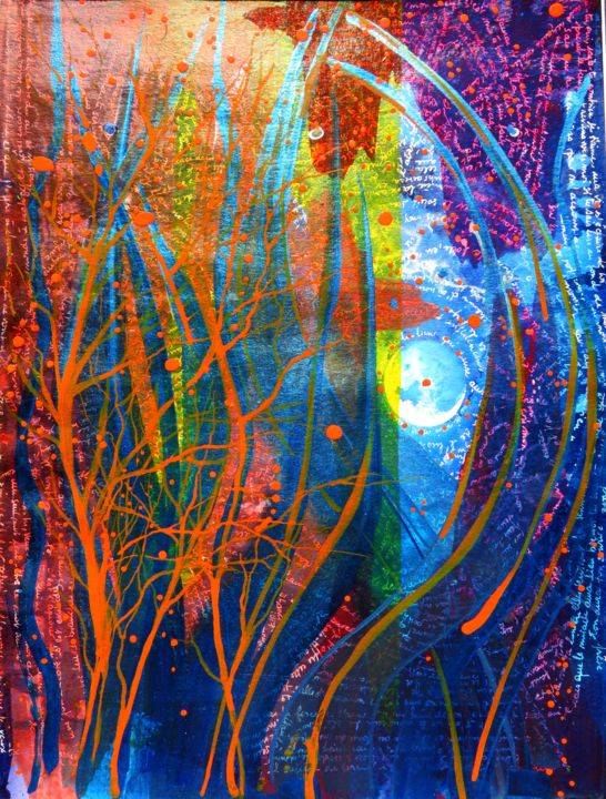 Mes prières - encres acryliques - 绘画, 15.8x11.7 in