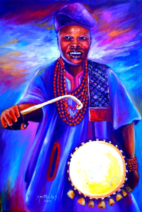 Otun Onilu Alaafin Oyo Drummer 绘画, 32x24 in