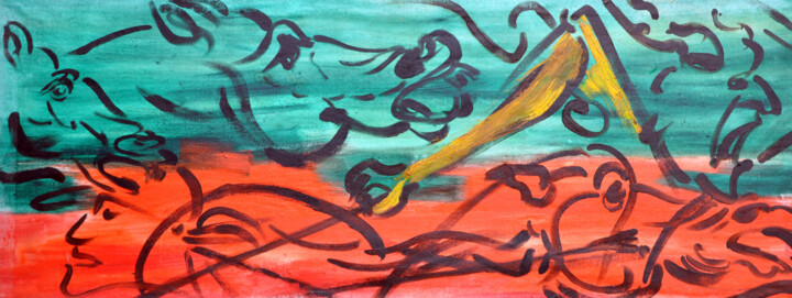 Races 绘画, 29.1x78.7 in
