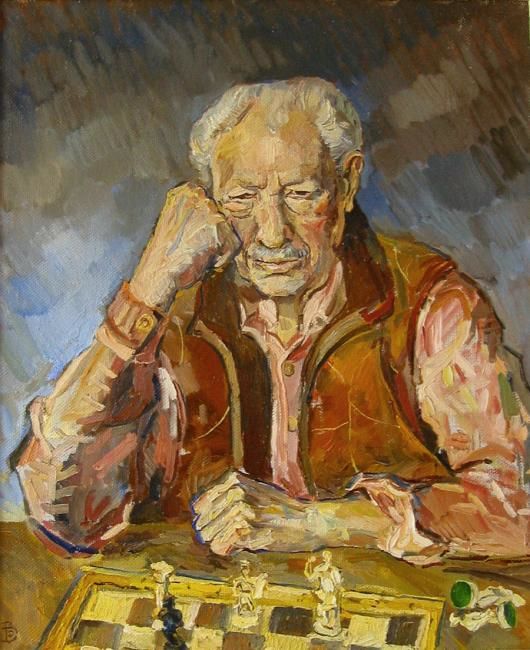 Painting titled "Портрет моего Деда." by Dmitry Veltishchev, Original Artwork, Oil