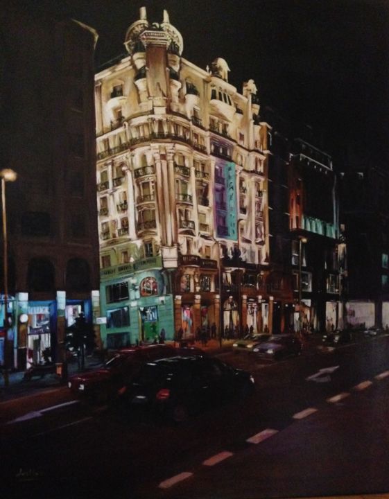 Painting titled "luces-nocturnas-ii.…" by Carmen Lopez Martinez, Original Artwork, Acrylic