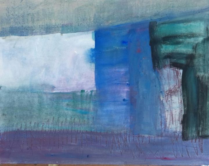 Painting titled "South India" by Veronique Nerou, Original Artwork, Gouache Mounted on Other rigid panel