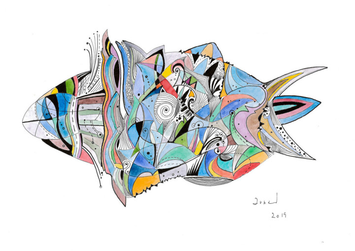 Piscis Sub-Marinus 绘画, 11.7x16.5 in