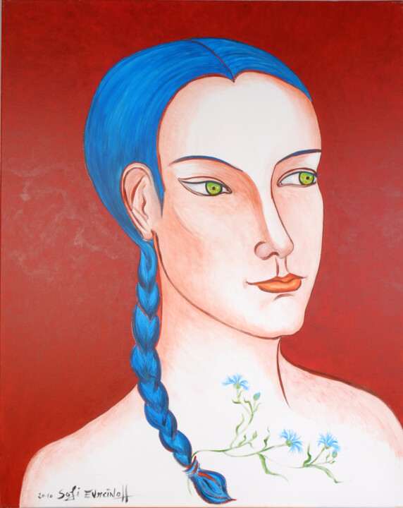 Déva aux bleuets 绘画, 39.4x31.5 in