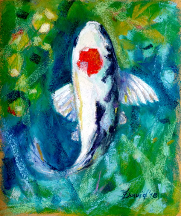 Koi Tancho 绘画, 11x9.1 in