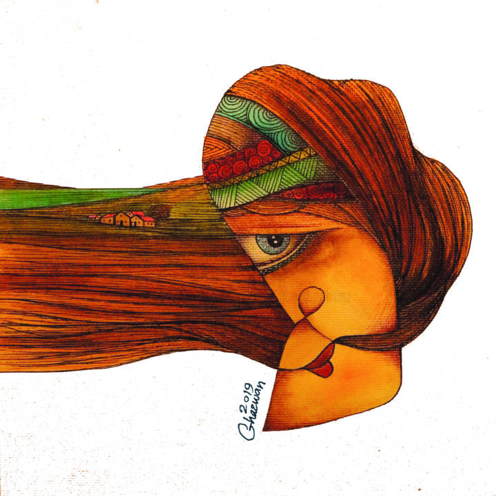 Painting titled "nature" by The King Arter, Original Artwork, Watercolor