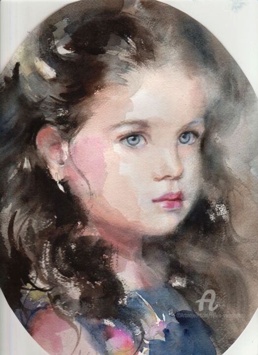 Peinture intitulée "Edith" par Sylvie Vernageau, Œuvre d'art originale, Aquarelle Monté sur Verre