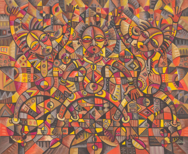 African Dancers 绘画, 31.5x39.4 in