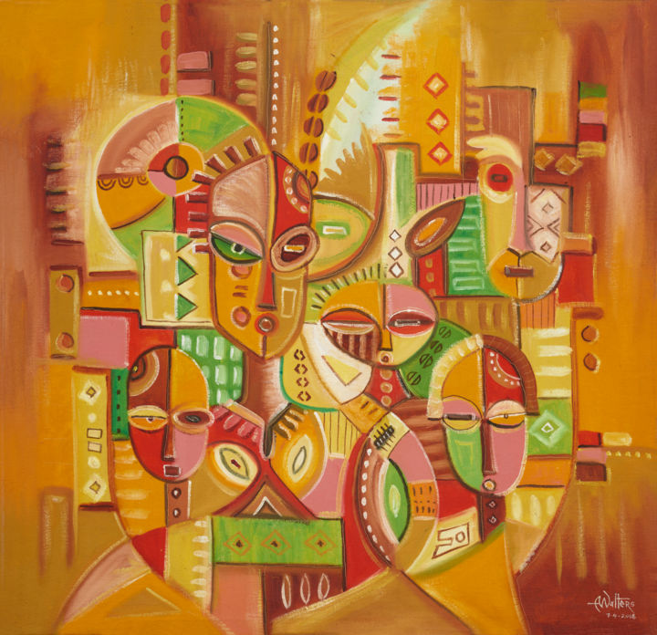 The Happy Family 绘画, 25.2x26 in