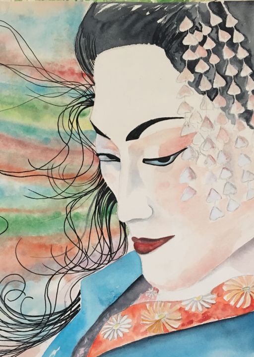 Dessin intitulée "Kiko" par Lapiche, Œuvre d'art originale, Aquarelle