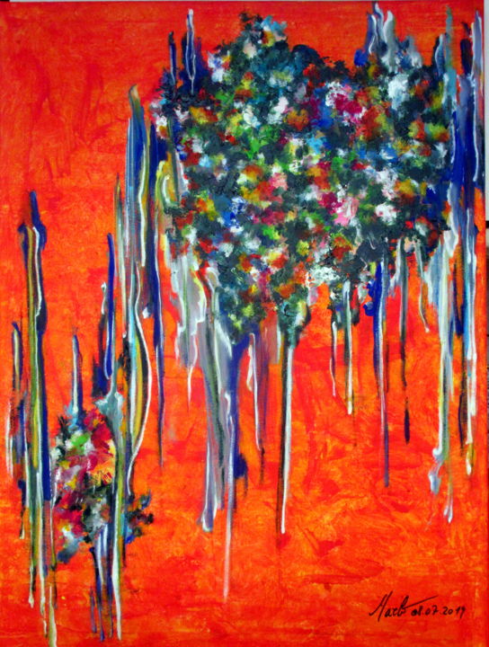 Peinture intitulée "HOT SUMMER" par Marianne Charlotte Mylonas-Svikovsky (Marlo), Œuvre d'art originale, Acrylique