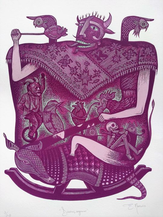 Special edition of "Devils, we continue" Printmaking, 27.6x19.7 in