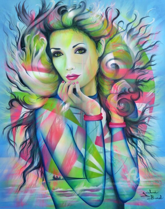 Peinture intitulée "sous le vent" par Jeannette Guichard-Bunel, Œuvre d'art originale, Huile Monté sur Châssis en bois