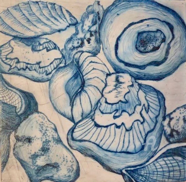 seashore Printmaking, 9.8x9.8 in