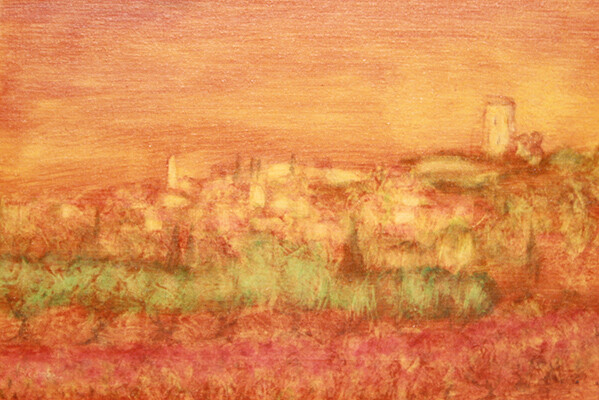 Peinture intitulée "Oliviers et vignes…" par Jean Xavier Combe, Œuvre d'art originale, Huile Monté sur Châssis en bois