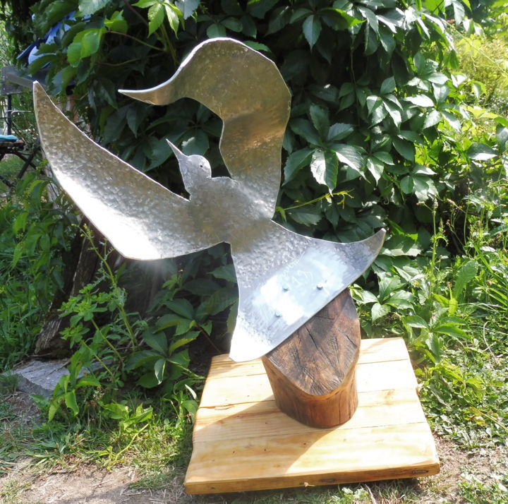 Sculpture intitulée "Envol sauvage" par Servin, Œuvre d'art originale, Aluminium