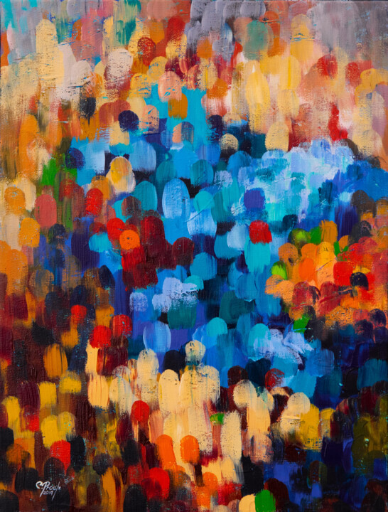 Painting titled "Multiplicité - Oeuv…" by Chantal Proulx, Original Artwork, Acrylic Mounted on Wood Stretcher frame